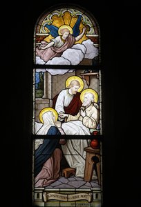 Glasmaleri i Notre Dame du Rosaire katolske kirke: Saint Joseph, skytshelgen for døden, Saint-Ouen, Frankrig af Unbekannt