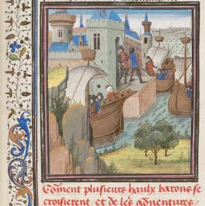 Start på det fjerde korstog. Miniature fra Historia af Vilhelm af Tyrus, 1460
