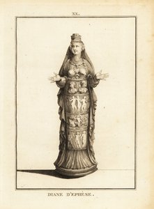 Statue af Diana af Efesos, Artemis fra Efesos, med bare bryster og krop indkapslet i en dekoreret søjle af Unbekannt