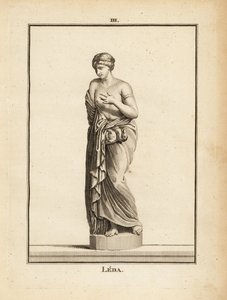 Statue af Leda, den aetolske prinsesse senere dronning af Sparta, forført af Zeus i form af en svane af Unbekannt
