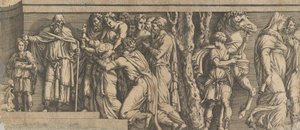 Statue af Niobe og hendes tilbedere, med Apollo og Diana og andre figurer, 1543-47. af Unbekannt