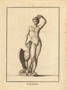 Statue af hyrdeungdommen Ganymedes, bortført af Zeus, med en ørn af Unbekannt
