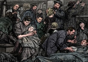 Styr passagerer på en atlanterhavsdamper på vej til Amerika, c1850 af Unbekannt