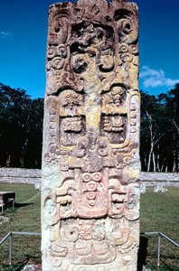 Stele B fra Copan, Honduras, Pre-Columbian, Maya, c300-630 af Unbekannt