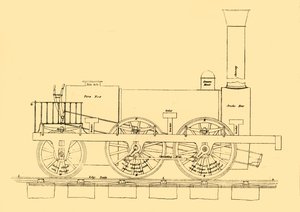 Stephensons 1833 lokomotiv, 1887. af Unbekannt
