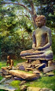 Stone Buddha, et levn fra Anuradhapuras fortids herlighed, Ceylon, c1924 af Unbekannt