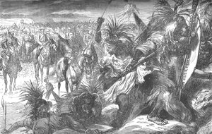 Storming af Sekukunis Stronghold: Sir Garnet Wolseley hepper på Swazies, c1880 af Unbekannt
