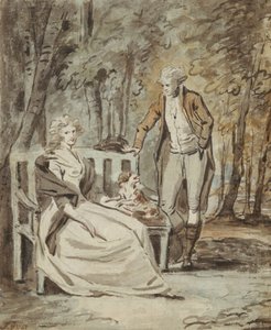 Study for a Portrait: A Lady and a Gentleman in a Park, ca. 1780. af Unbekannt