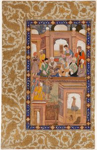 Sufi genforening. Miniature fra Nafahat al-Uns Breaths of Fellowship af Jami af Unbekannt