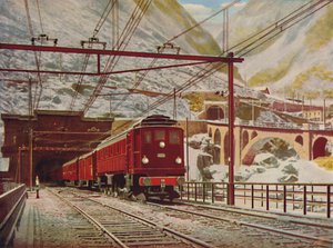 Swiss Express forlader den store St. Gotthard-tunnel, 1926 af Unbekannt