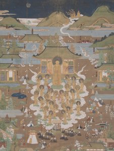 Taima Temple Mandala- Amida byder Chûjôhime velkommen til det vestlige paradis af Unbekannt