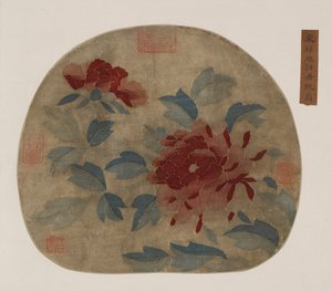 Tapet: pæoner, muligvis Ming-dynastiet, 1368-1644. af Unbekannt