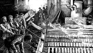 Tapning af en højovn og støbejern til grise, c1900 af Unbekannt