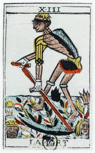 Tarot Card of Death, the grim reaper, Noblet tarot, 1600-tallet. af Unbekannt