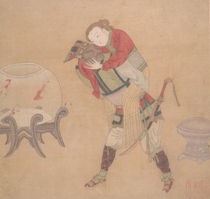 Tartarofficer, der bærer blond dame, 1800-tallet. af Unbekannt
