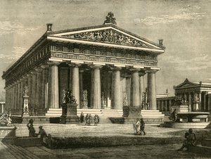 Tempel i Paestum, restaureret, 1890. af Unbekannt