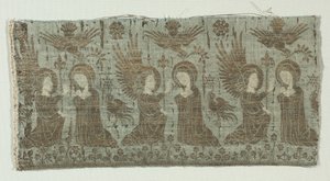 Tekstilfragment med bebudelsen, 1370-1400. af Unbekannt