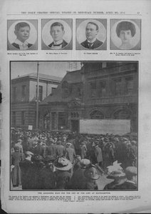 Den pinefulde ventetid på listen over de fortabte i Southampton, 20. april 1912. af Unbekannt