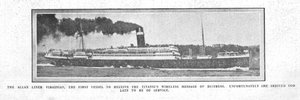 Allan Liner Virginian, det første fartøj til at modtage den trådløse besked..., 20. april 1912. af Unbekannt