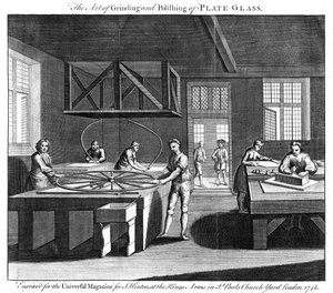 Kunsten at slibe og polere glasplader, 1748 af Unbekannt