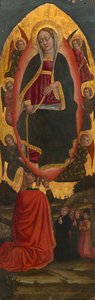 Jomfruens himmelfart med hellige fra en augustinsk altertavle, 145075. af Unbekannt