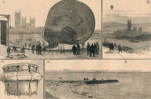 Den forsøgte ballonrejse over kanalen, 1882. af Unbekannt