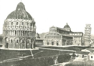 Dåbskapellet, katedralen og det skæve tårn, Pisa, Italien, 1895. af Unbekannt