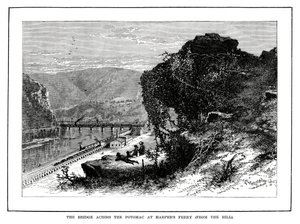 Broen over Potomac ved Harpers Ferry, West Virginia, USA, 1877 af Unbekannt