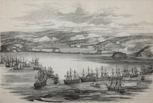 Den britisk-franske eskadron i Sevastopol, ca 1855 af Unbekannt