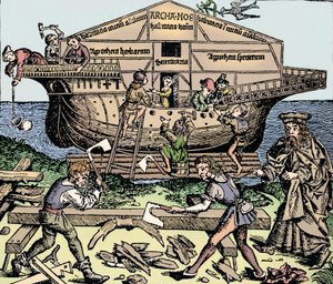 Bygningen af arken under tilsyn af Noah, 1493, 1903 af Unbekannt