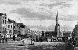 Tyrefægterarenaen med St Martins Church, Birmingham, 1812 1887 af Unbekannt