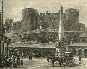 Slottet, fra Banegården, 1898. af Unbekannt