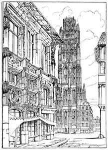 The Cathedral Spire, Rouen, 1835 1900 af Unbekannt