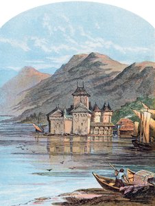 Chillon-slottet, Genevesøen, Schweiz, 1864 af Unbekannt