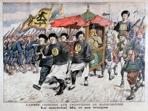 Den kinesiske hær ledet af marskal Ma på den manchuriske grænse, russisk-japanske krig, 1904 af Unbekannt