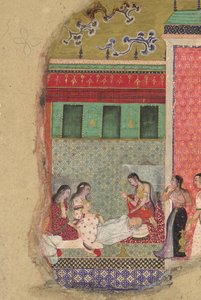 Kong Dasharathas død, Ramas fader, Folio fra en Ramayana, ca. 1605. af Unbekannt