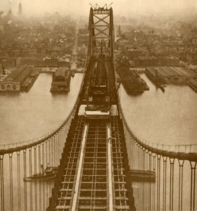 Delaware River Suspension Bridge, c1930. af Unbekannt