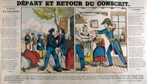 Den værnepligtiges afgang og hjemkomst, 1800-tallet af Unbekannt