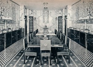 Spisestuen i Stoclet-paladset, Bruxelles, Belgien, c1914 af Unbekannt