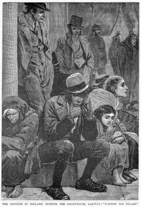 The Distress in Ireland: Outside the Courthouse, Galway - Waiting for Relief, 1800-tallet af Unbekannt
