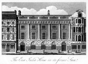 East India House i dets tidligere stat, London, begyndelsen af det 19. århundrede af Unbekannt