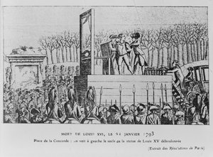Henrettelsen af Ludvig XVI på Place de la Revolution den 21. januar 1793, ca. 1793 af Unbekannt