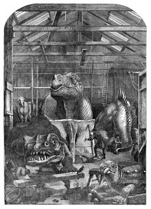 Modelværelset The Extinct Animals i Crystal Palace, Sydenham, 1853 af Unbekannt