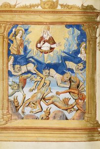 Lucifers fald. Fra Timebog, ca. 1500 af Unbekannt