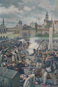 Den franske hær forlader Leipsic, 1813, 1896. af Unbekannt