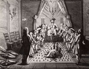Den franske frimurers indvielsesceremoni, 1700-tallet af Unbekannt