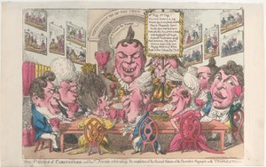 Karikaturens geni og hans venner, der fejrer afslutningen af Secon..., 2. juli 1808. af Unbekannt