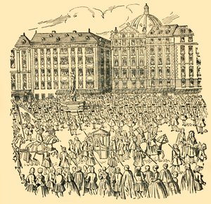 De store adelsmænd i Ungarn aflægger loyalitetsed til Maria Theresa...i 1740, c1930. af Unbekannt