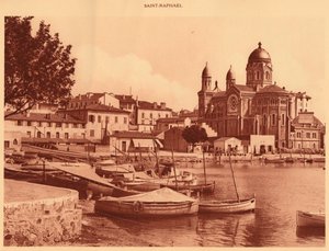 Havnen og kirken, Saint Raphael, 1930. af Unbekannt