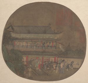 Den udødelige Lü Dongbin dukker op over Yueyang-pavillonen, slutningen af det 13.-begyndelsen af det 14. århundrede. af Unbekannt